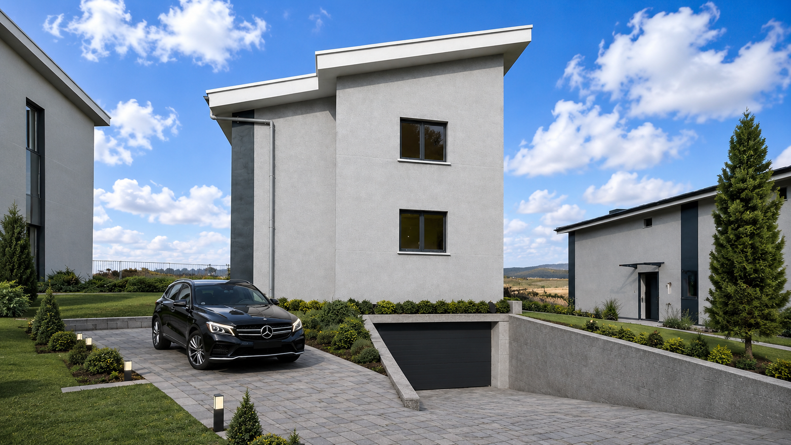 Doğa İnci Villaları 1 dış cephe ve bahçe görünümü